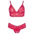 Cottelli Plus Size - pehme pitsist rinnahoidja komplekt (punane) - 3XL