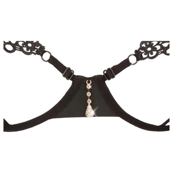 Cottelli - tikandiga rinnahoidja komplekt - must - sädelev