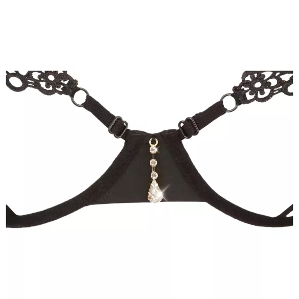 Cottelli - tikandiga rinnahoidja komplekt - must - sädelev - L