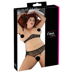Cottelli Plus Size - rinnahoidja komplekt pärlitega - must