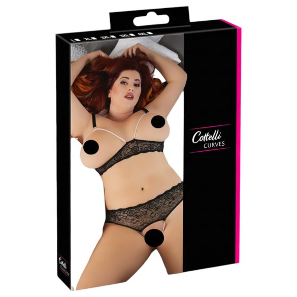 Cottelli Plus Size - pärlirinnahoidja komplekt (must)