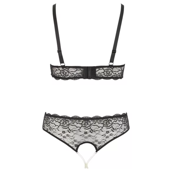 Cottelli Plus Size - rinnahoidja komplekt pärlitega - must - XL
