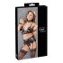 Cottelli Bondage - pitsiline läikiv pesukomplekt (4 osaline) - XL