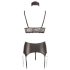 Cottelli Bondage - pitsiline läikiv pesukomplekt (4 osaline) - XL