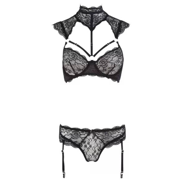 Cottelli - pitsiline rinnahoidja komplekt kaelusega (must) - 75C/S