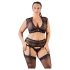 Cottelli Pluss-suurus - kivis pitsinine komplekt (must) - 2XL