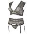 Cottelli Pluss-suurus - kivis pitsinine komplekt (must) - 2XL