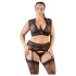 Cottelli Plus Size - pesukomplekt suur suurus - pits, kivikesed - must - 3XL