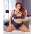 Cottelli Plus Size - ristrihmaga rinnahoidja ja aluspüksid (must)