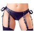 Cottelli Bondage - läikiv rinnahoidja komplekt käeraudadega (must) - XL