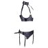 Cottelli Bondage - läikiv rinnahoidja komplekt käeraudadega (must) - XL