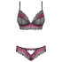 Obsessive Tulia - pitsiline pesukomplekt (must‑roosa) - L/XL