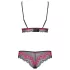 Obsessive Tulia - pitsiline pesukomplekt (must‑roosa) - L/XL