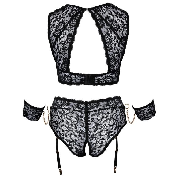 Cottelli Bondage Plus Size - pitsist rinnahoidja komplekt (must) - 3XL