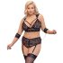 Cottelli Bondage Plus Size - pitsist rinnahoidja komplekt (must) - 4XL