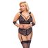 Cottelli Bondage Plus Size - pitsist rinnahoidja komplekt (must) - 4XL