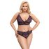 Cottelli Plus Size - läbipaistev mustriline rinnahoidja komplekt (lilla)