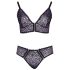 Cottelli Plus Size - läbipaistev mustriline rinnahoidja komplekt (lilla)