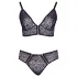 Cottelli Plus Size - läbipaistev mustriga rinnahoidja komplekt (lilla)