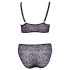 Cottelli Plus Size - läbipaistev mustriline rinnahoidja komplekt (lilla)