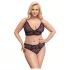 Cottelli Plus Size - läbipaistev mustriga rinnahoidja komplekt (lilla) - 2XL