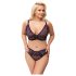 Cottelli Plus Size - läbipaistev mustriline rinnahoidja komplekt (lilla) - 2XL