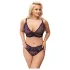 Cottelli Plus Size - läbipaistev mustriga rinnahoidja komplekt (lilla) - 2XL