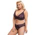 Cottelli Plus Size - läbipaistev mustriline rinnahoidja komplekt (lilla) - 2XL