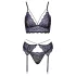 Cottelli - 3-osaline pitsiline pesukomplekt (must-lilla)