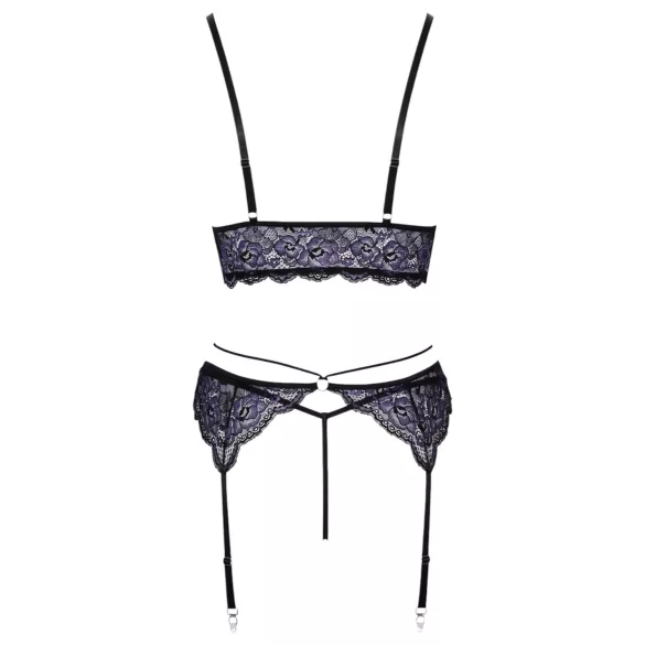 Cottelli - 3-osaline pitsiline pesukomplekt (must-lilla)