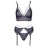 Cottelli - 3-osaline pitsiline pesukomplekt (must-lilla) - M