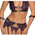 Cottelli Bondage - pesukomplekt ja käerauad (must-lilla) - XL