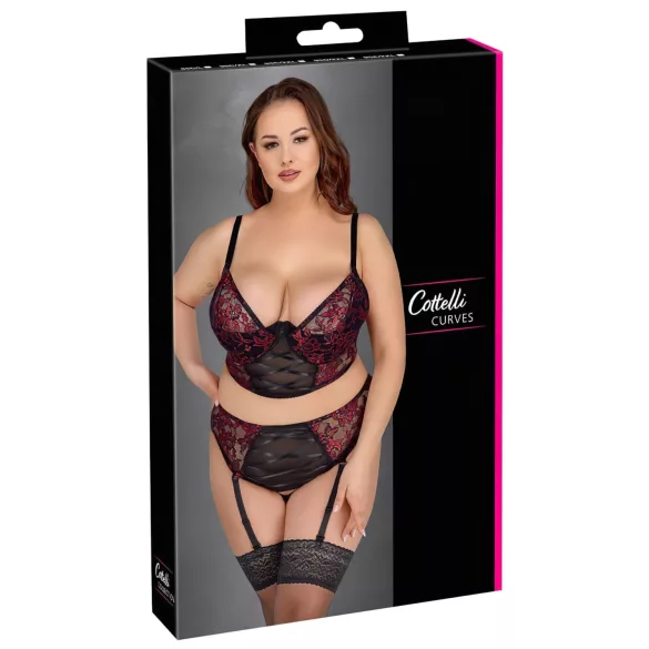 Cottelli Plus Size - reguleeritav rinnahoidja komplekt (punane)