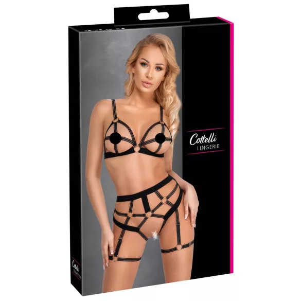 Cottelli - kaheosaline keharakmete komplekt - must - XL