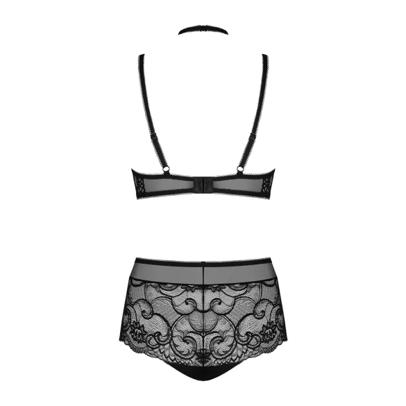Obsessive Elizenes - mustriline, läbipaistev rinnahoidjakomplekt (must) - L/XL