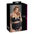 Cottelli Plus Size - rindade tõstja rihmade ja rõngastega - must - 95F