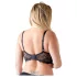 Cottelli Plus Size - rindade tõstja rihmade ja rõngastega - must - 95F