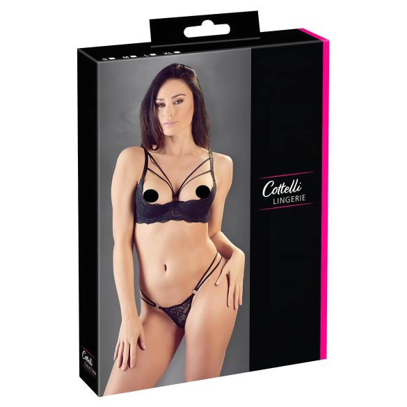 Cottelli - rihmade, rõngastega rinnahoidja ja stringid (must) - 85B/L