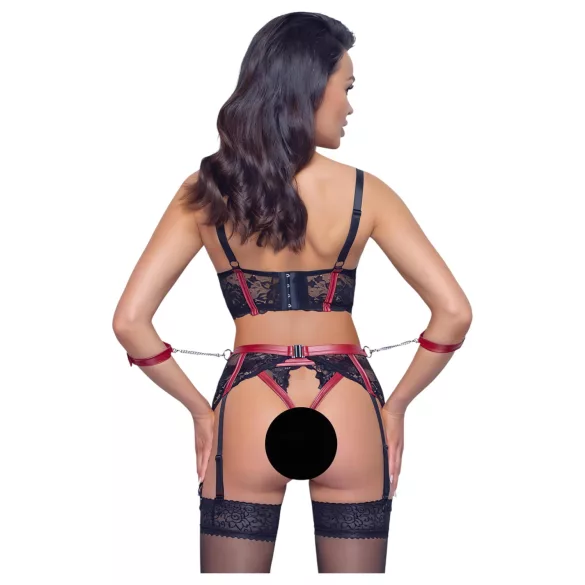 Cottelli Bondage - matt pitsiline rinnahoidja komplekt - punane - M
