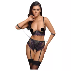  Cottelli Bondage - rinnahoidja komplekt ja käeraudadega (must-lilla)
