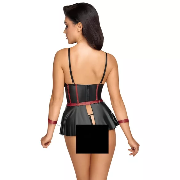 Cottelli Bondage - läikiv komplekt ja käerauad - must - 85B/L