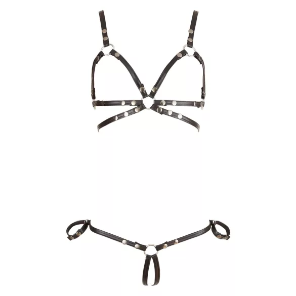Cottelli Bondage - naiste läikiv keha rihm-bikiinid - must