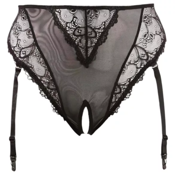 Cottelli Plus Size - pitsiline sukahoidjaga püksik (must)