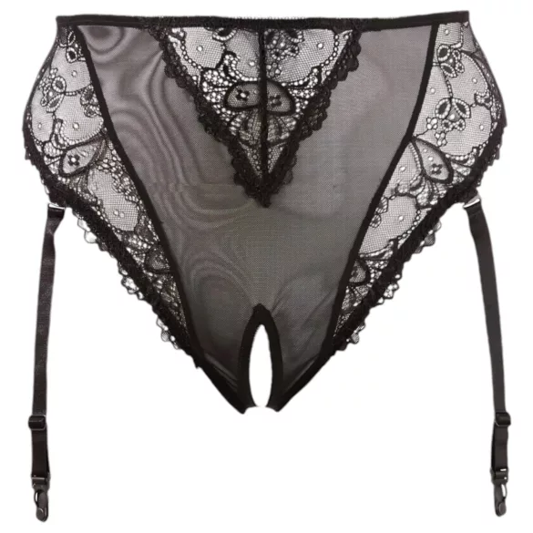 Cottelli Plus Size - pitsiline sukahoidjaga püksik (must)