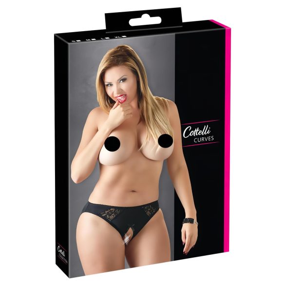 Cottelli Plus Size - pitsiline avatud püksik (must) - 4XL