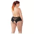 Cottelli Plus Size - avatud pitsist pärlitega stringid - must - 4XL