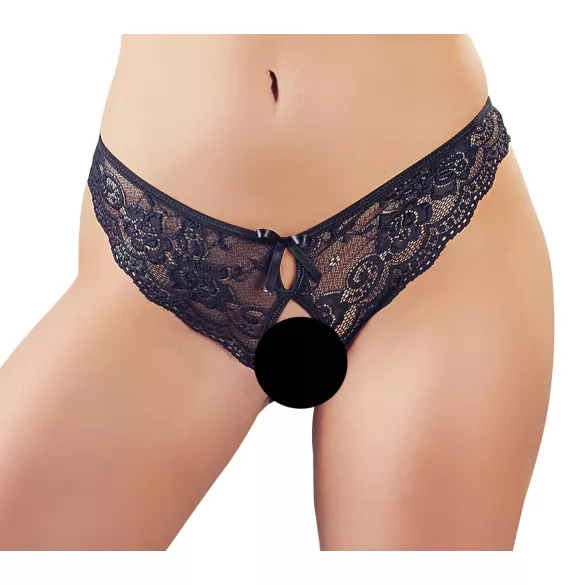 Cottelli - naiste avatud pitsist aluspüksid lipsuga - must - XL