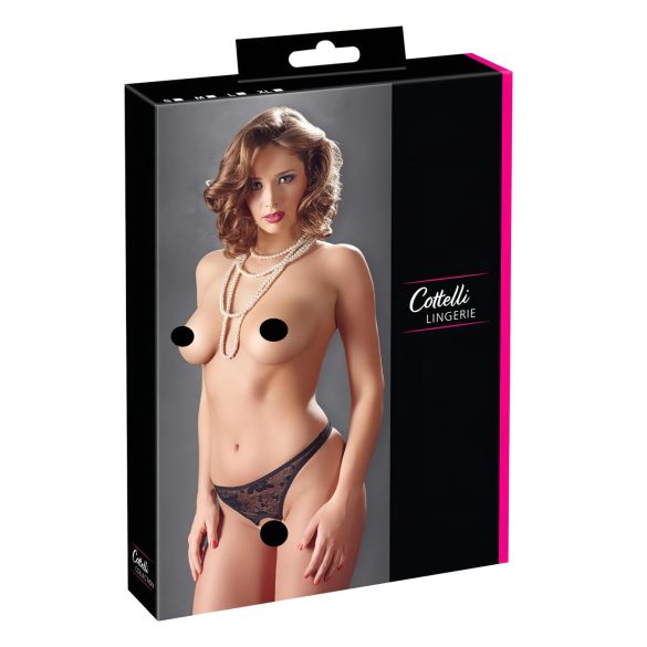 Cottelli - Pitsiline avatud thong pärlitega (must) - XL