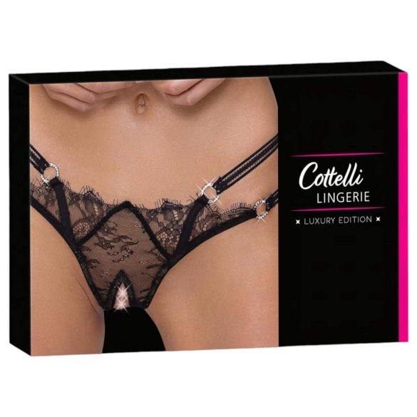 Cottelli - luksus avatud stringid rõnga detailidega (must) - M/L