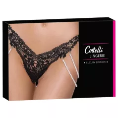 Cottelli - luksus tikandiga pärltanga (must)
